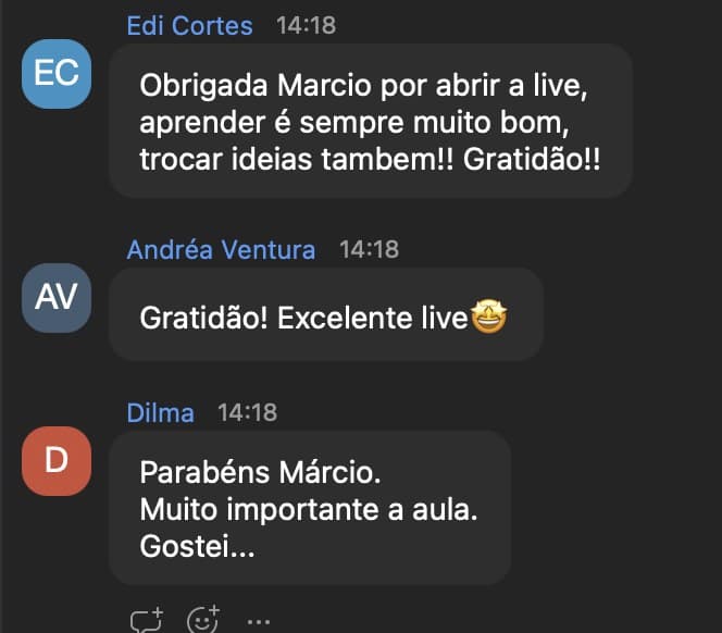 Depoimento real de anfitrião nas lives do Márcio